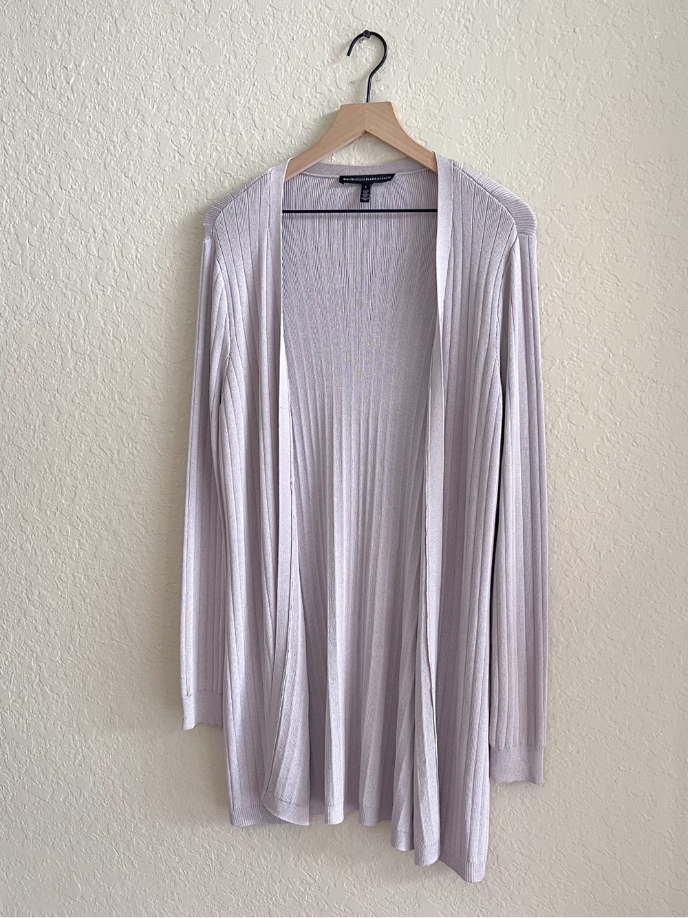 WHITE HOUSE BLACK MARKET Long Line Duster Cardigan Sweater Lavender Womens Large